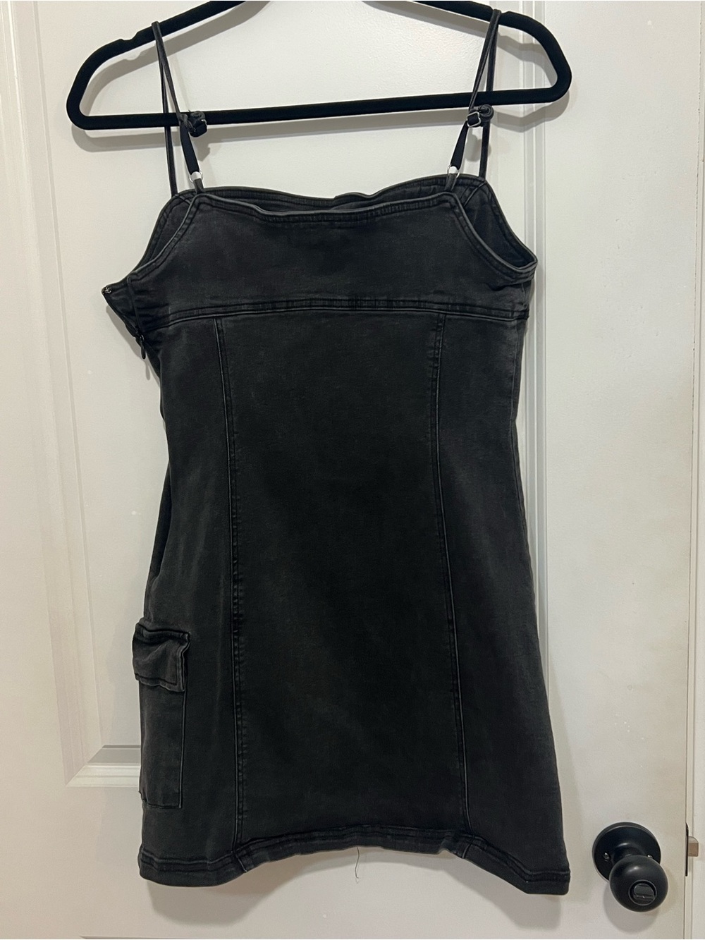 Urban Outfitters Black Spaghetti-Strap Utility Mini Dress